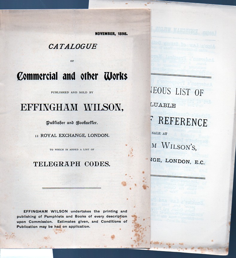 Effingham Wilson  Catalogue of Commercial and other Works 
