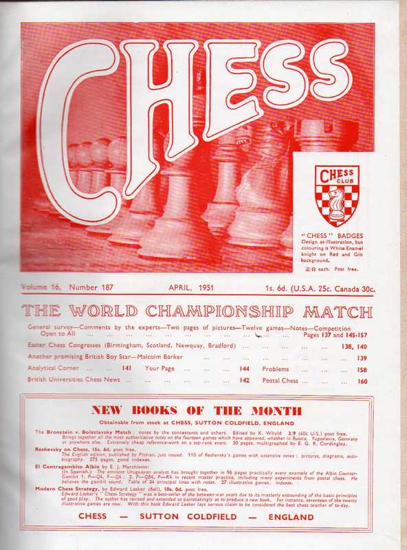Chess  Chess Volume 16, 1951 Number 187 bis 191 (1 Band) 