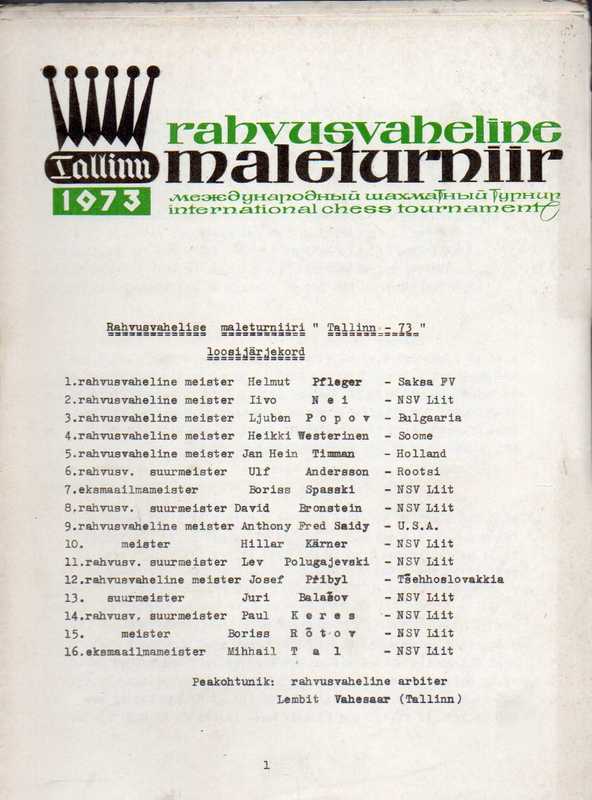 Tallinn 1973  Rahvusvaheline Maleturniir 