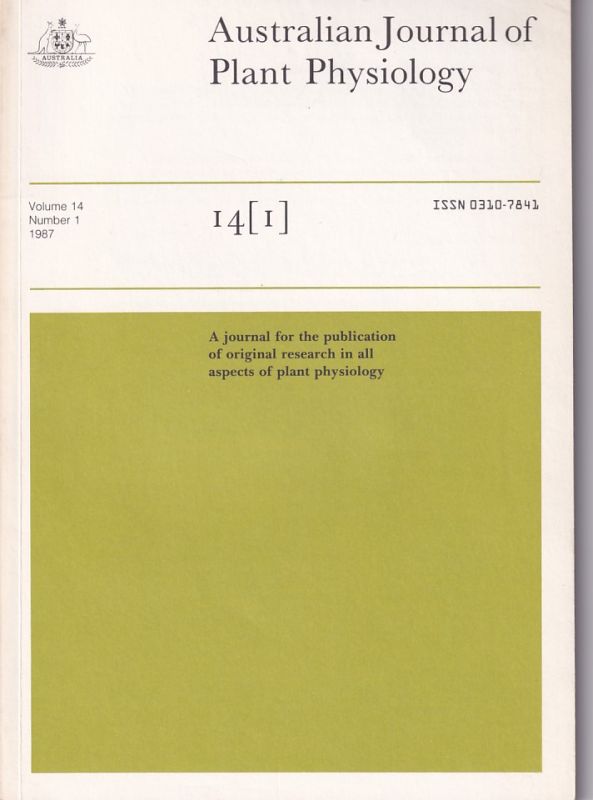 Australian Journal of Plant Physiology  Australian Journal of Plant Physiology Volume 14, 1987 Number 1 bis 6 