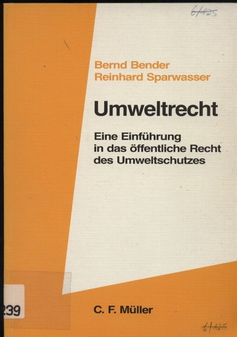Bender,Bernd und Reinhard Sparwasser  Umweltrecht 