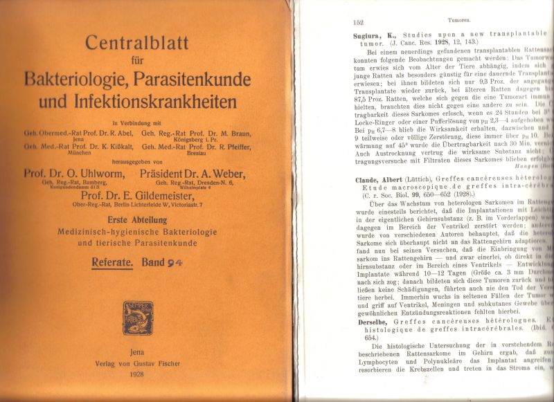 Centralblatt für Bakteriologie, Parasitenkunde  und Infektionskrankheiten 1.Abteilung 94.Band 1929 No.1/2-25/26 