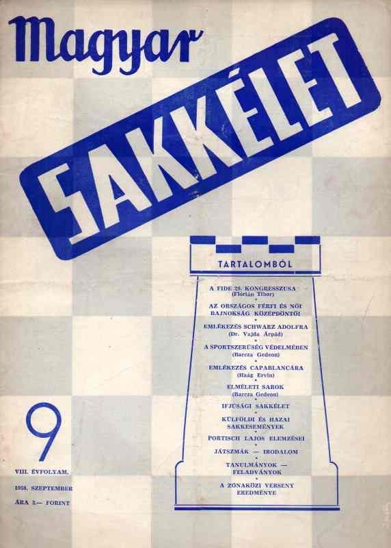 A Magyar nepközatrsasag minisztertanacsa  Magyar Sakkelet  Nr.9  (Schachzeitschrift) 