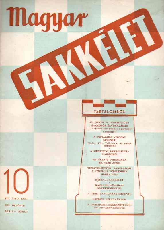 A Magyar nepközatrsasag minisztertanacsa  Magyar Sakkelet  Nr.10  (Schachzeitschrift) 