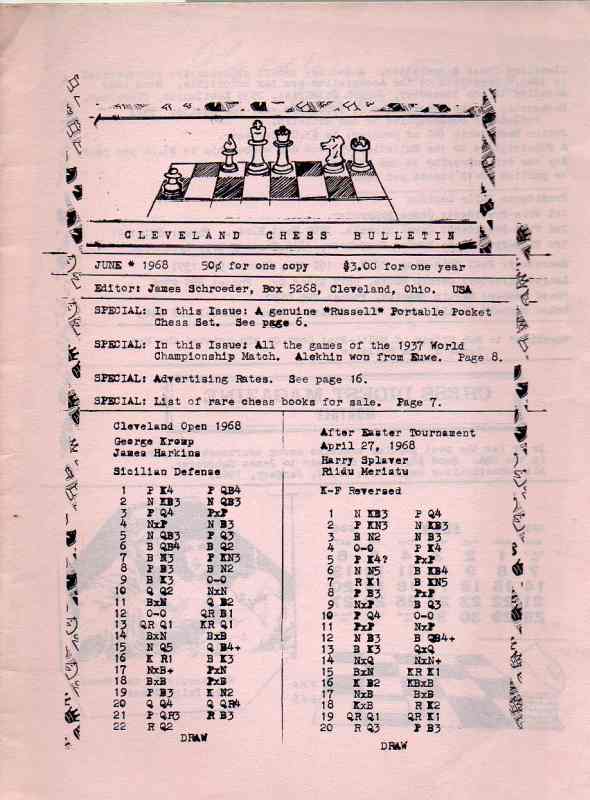 Cleveland Chess Bulletin  June 1968 