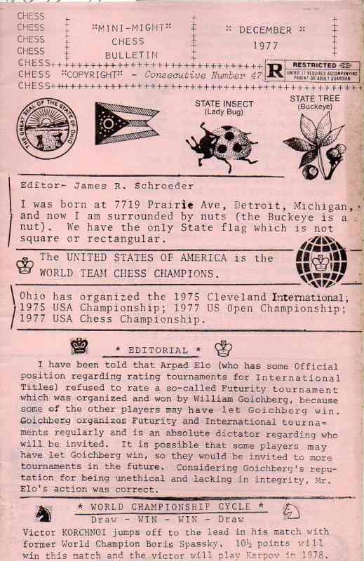 Mini - Might Chess Bulletin  December 1977 