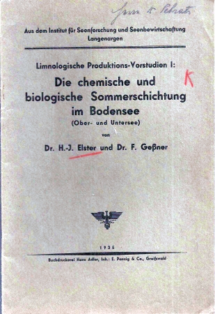 Elster,H.-J.+F.Geßner  Die chemische und biologische Sommerschichtung im Bodensee 