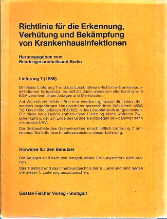 Bundesgesundheitsamt Berlin  Richtlinie für die Erkennung,Verhütung und Bekämpfung von 