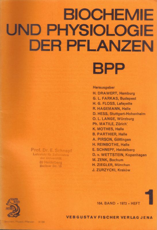 Biochemie und Physiologie der Pflanzen  Biochemie und Physiologie der Pflanzen 164.Band 1973 Heft 1 bis 5/6 