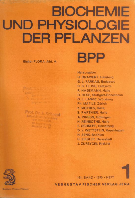Biochemie und Physiologie der Pflanzen  Biochemie und Physiologie der Pflanzen 161.Band 1970 Heft 1 bis 6 