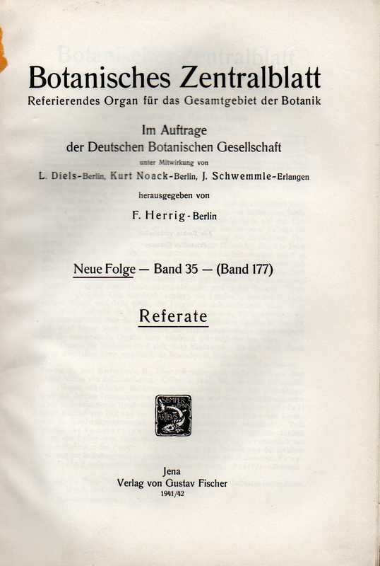 Botanisches Centralblatt  Neue Folge Band 35 (Band 177) 1941/42 Heft 1-13 