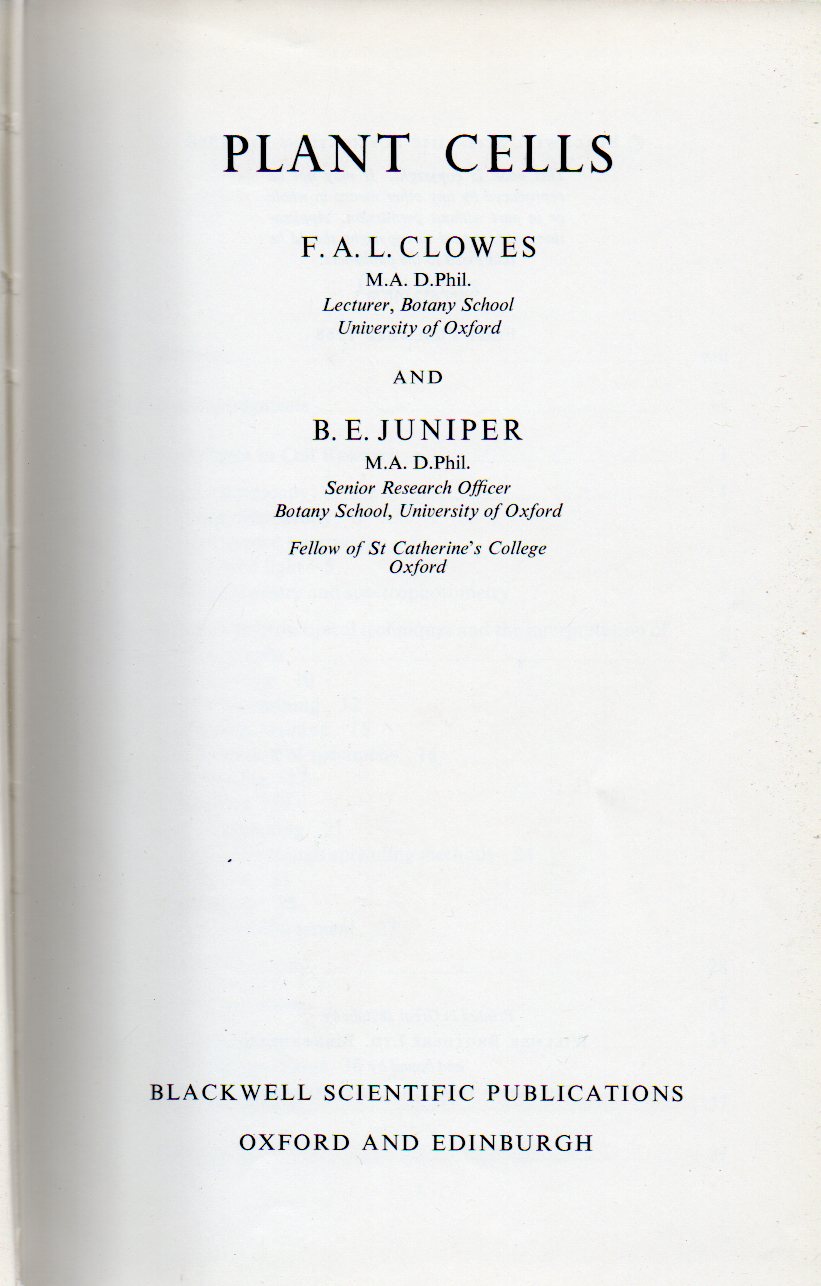 Clowes,F.A.L. und B.E.Juniper  Plants Cells 