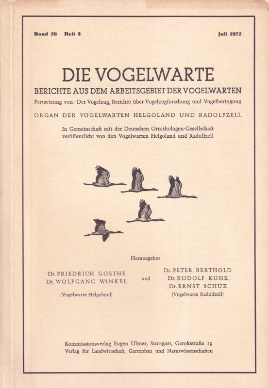 Die Vogelwarte  Die Vogelwarte Band 26 Heft 3 (nur 1 Heft) 
