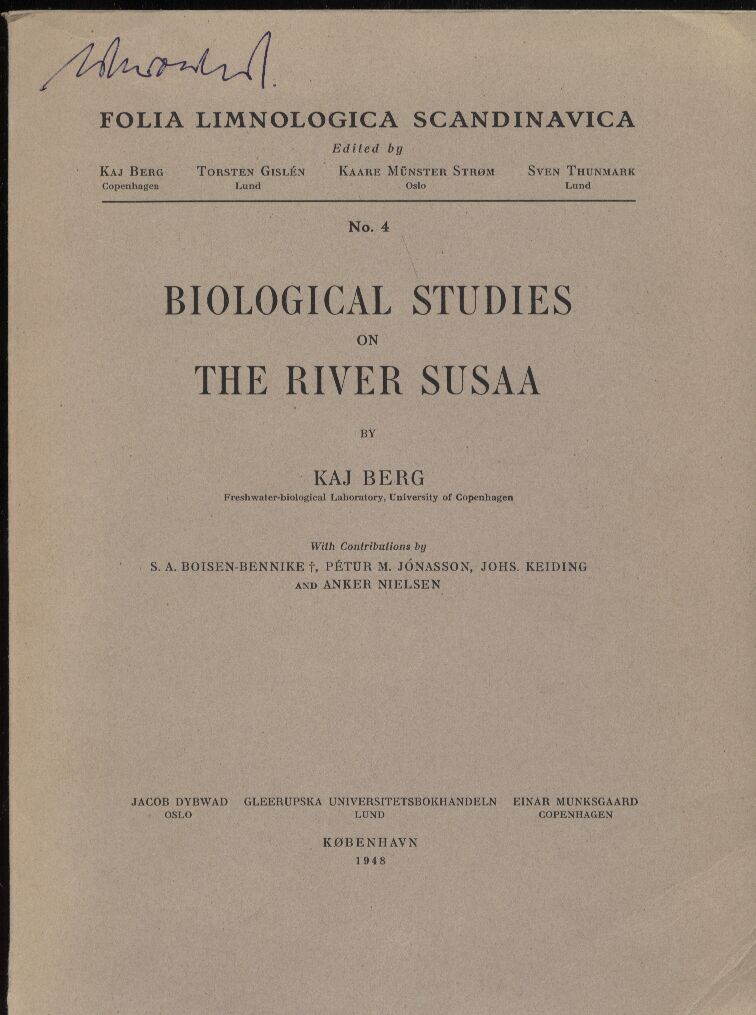 Berg,Kaj  Biological Studies on the River Susaa 
