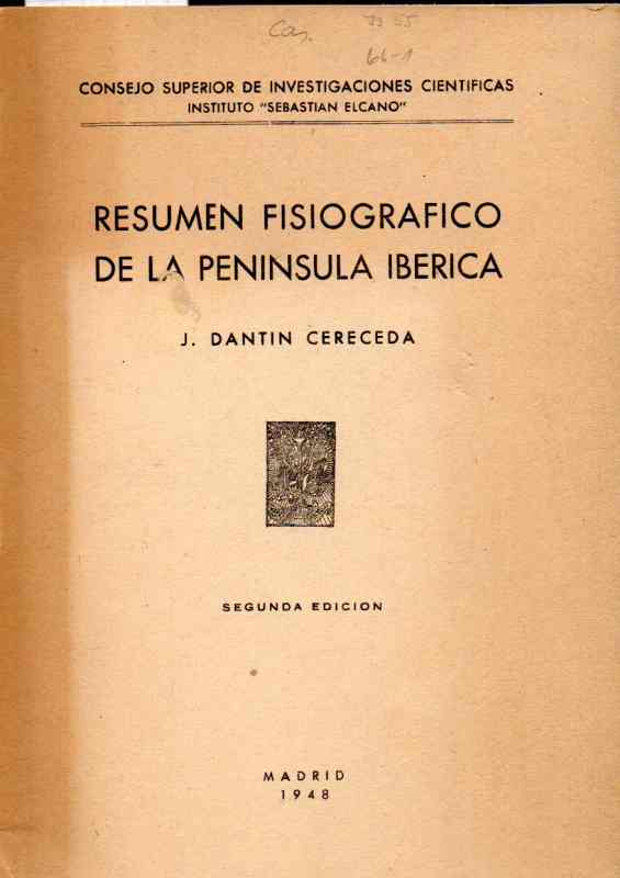 Cerceceda,J.Dantin  Resumen Fisiografico de la Peninsula Iberica 