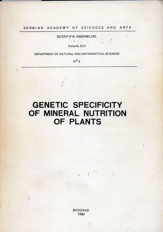 Sari´c,M.R.  Genetic specificity of Mineral Nutrition of Plants 