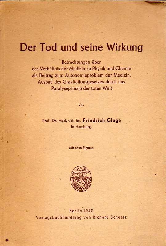 Glage,Friedrich  Der Tod und seine Wirkung, Betrachtungen über das Verhältnis der 