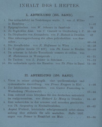 Neue Jahrbücher für Philologie und Paedagogik  LXVII.Jahrgang 1897.155. und 156.Band.1.Heft(in einem Band) 
