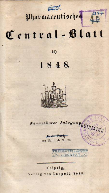 Pharmaceutisches Central-Blatt  19.Jahrgang 1848.No.1 bis 4 und 6-59 