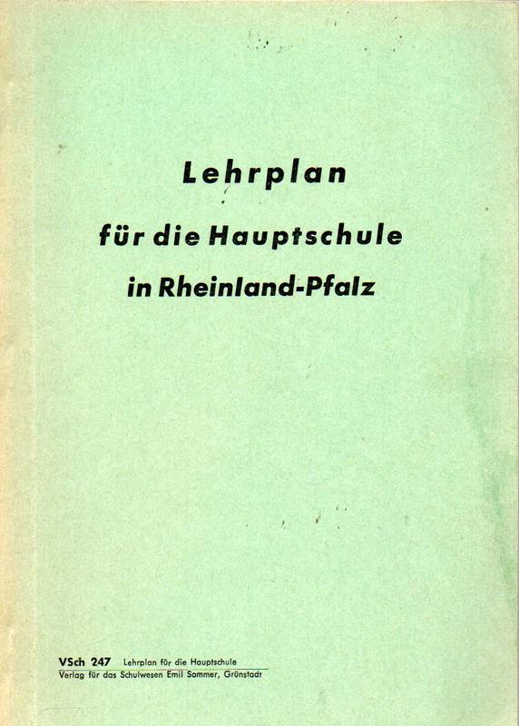 Vogel,Bernhard(Hsg.)  Lehrplan für die Hauptschule in Rheinland-Pfalz 