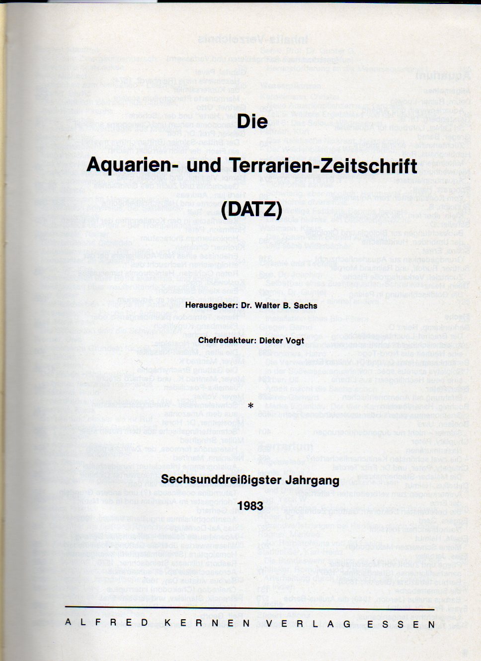DATZ (Die Aquarien-und Terrarien-Zeitschrift)  36.Jg.1983 
