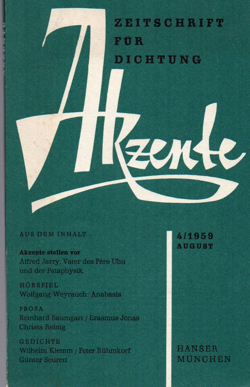 Akzente  Zeitschrift für Dichtung.Heft 4.August 1959 
