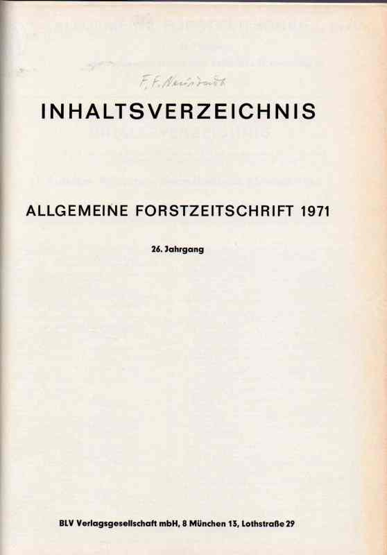 Forstzeitschrift, allgemeine  Allgemeine Forstzeitschrift 1971 