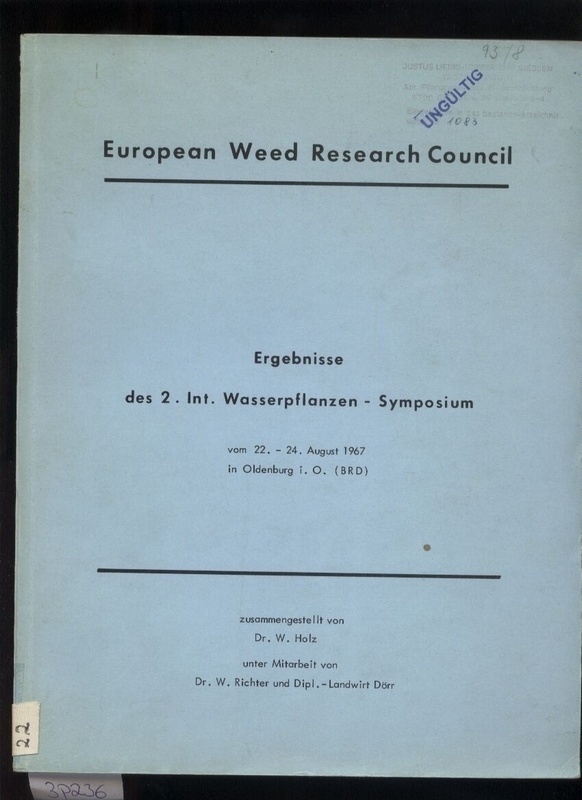 Holz,W.+W.Richter+Dörr  Ergebnisse des 2. Int. Wasserpflanzen-Symposium vom 22.-24.Aug.1967 