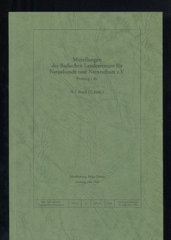 Badischer Landesverein für Naturkunde und  Naturschutz.Mitteilungen. N.F. Band 17, Heft 1-4 (4 Hefte) 