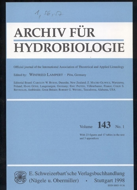 Archiv für Hydrobiologie  Archiv für Hydrobiologie Vol. 143, Jahrgang 1998.No. 1-4 (4 Hefte) 
