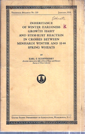 Quisenberry,Karl S.  Inheritance of Winter Hardiness Growth Habit and Stem-Rust 