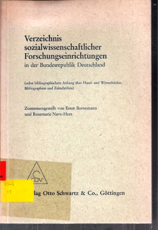 Bornemann,Ernst+Rosemarie Nave-Herz  Verzeichnis sozialwissenschaftlicher Forschungseinrichtungen in der 
