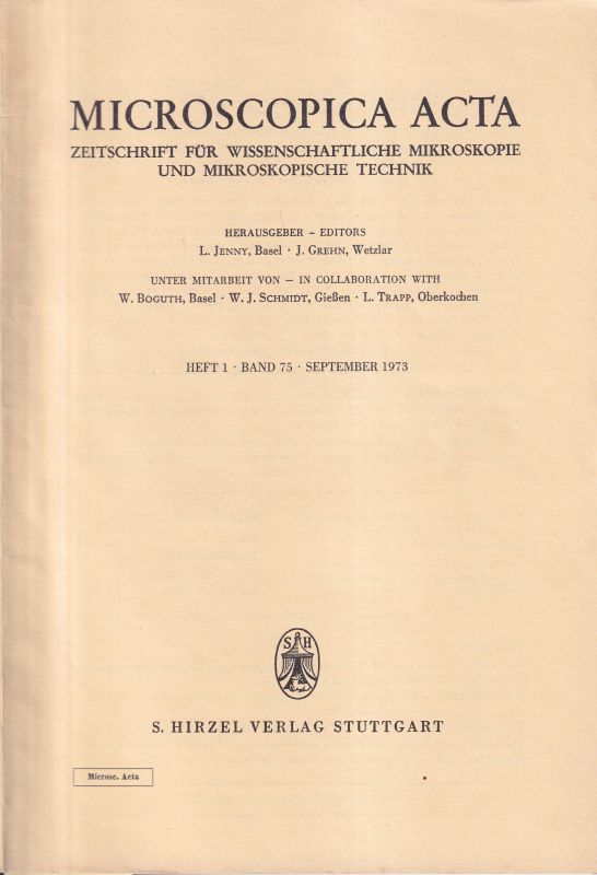 Microscopica Acta  Microscopica Acta Band 75, 1973 Heft 1 - 5 (5 Hefte) 