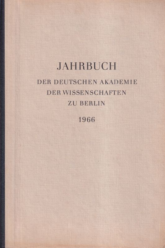 Deutsche Akademie der Wissenschaften zu Berlin  Jahrbuch 1966 