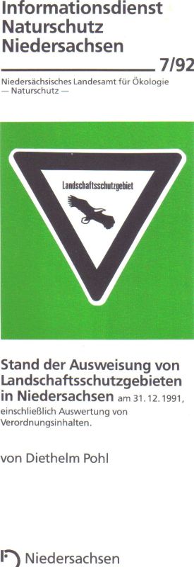 Pohl,Diethelm  Stand der Ausweisung von Landschaftsschutzgebieten in Niedersachsen 