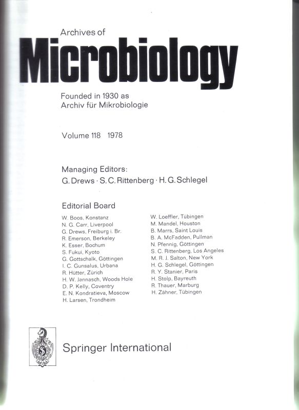 Archives of Microbiology  Archives of Microbiology Volume 118 und 119, Jahr 1978 (1 Band) 