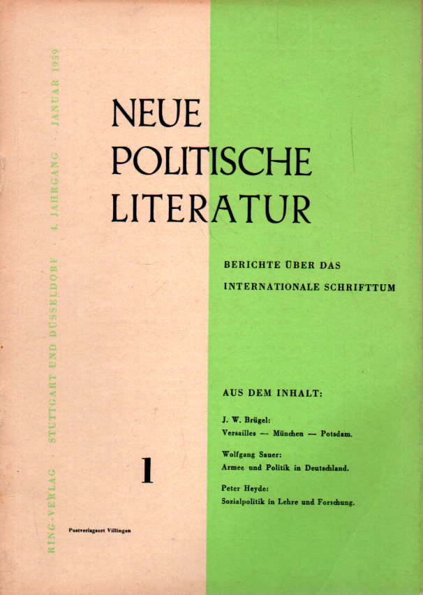 Neue Politische Literatur  Neue Politische Literatur IV.Jahrgang 1959 .Hefte 1-4, 6-8/9 und 11-12 