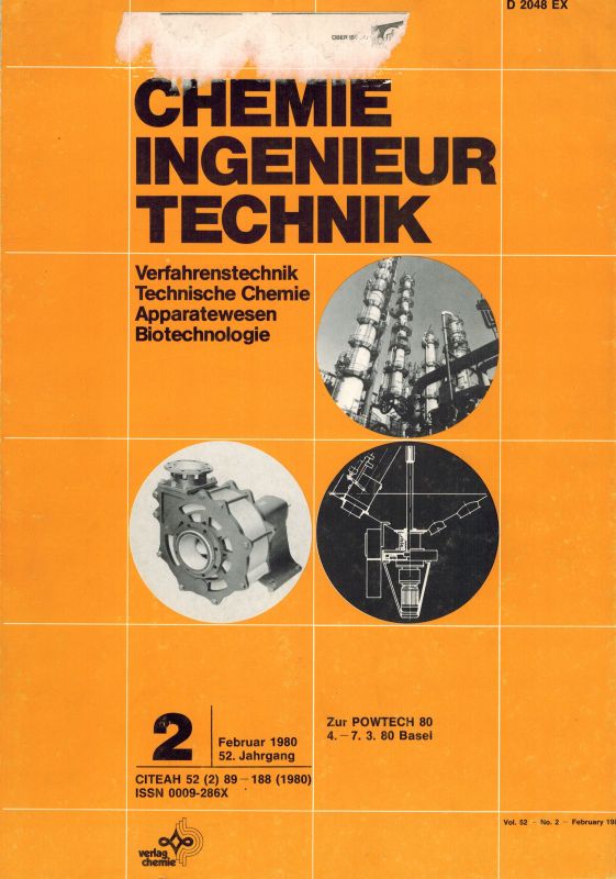Chemie Ingenieur Technik  Chemie Ingenieurtechnik 52.Jahrgang 1980 Heft 1 bis 12 (12 Hefte) 