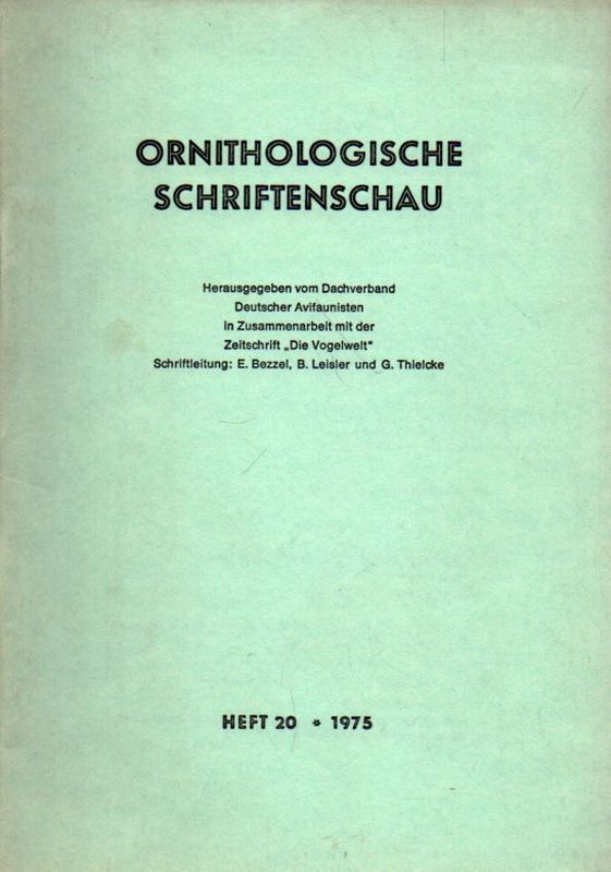 Ornithologische Schriftenschau  Ornithologische Schriftenschau Jahrgang 1975 Heft 20-23 (4 Hefte) 