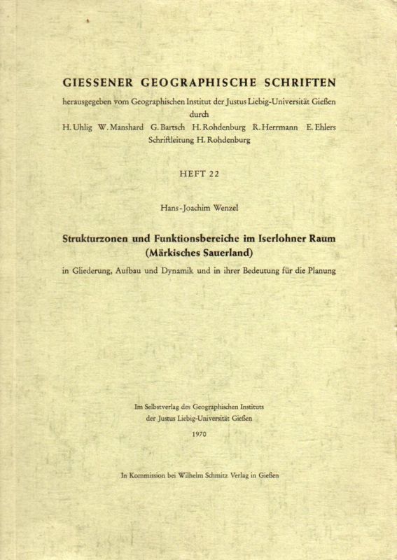 Wenzel,Hans-Joachim  Strukturzonen und Funktionsbereiche im Iserlohner Raum (Märkisches 