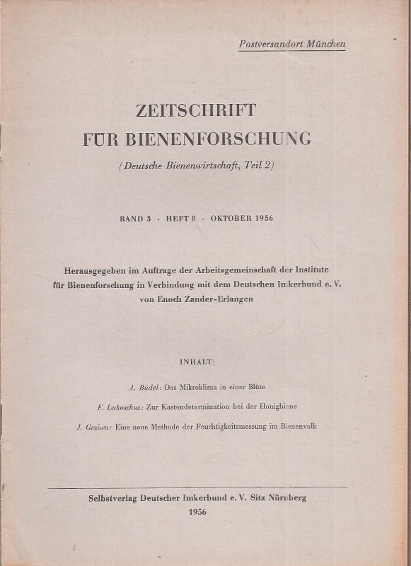 Zeitschrift für Bienenforschung  Zeitschrift für Bienenforschung Band 3 Heft 8 Oktober 1956 