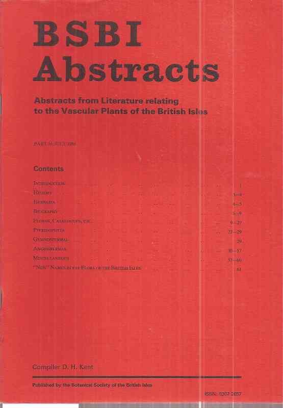 The Botanical Society of the British Isles  BSBI Abstracts Part 16 July 1986 