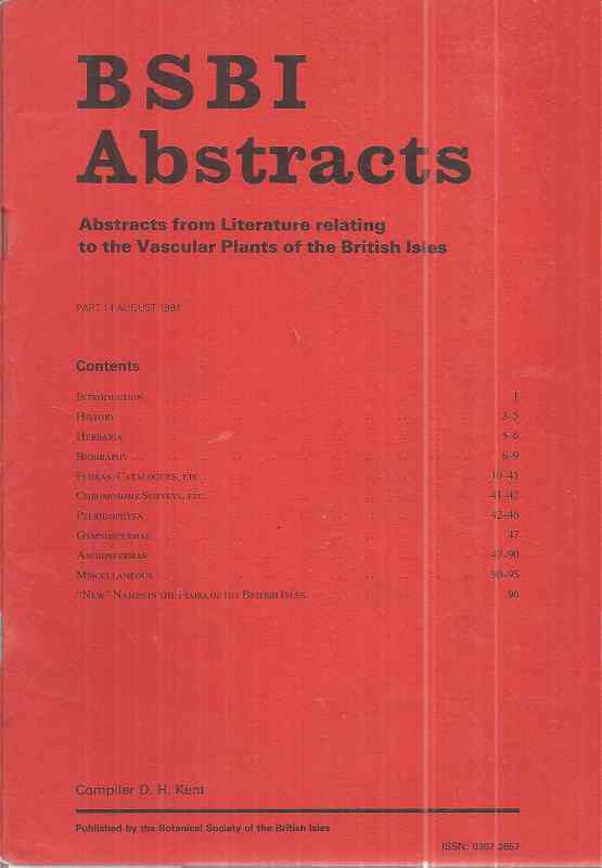 The Botanical Society of the British Isles  BSBI Abstracts Part 14 August 1984 