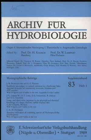 Archiv für Hydrobiologie  Supplementband 83,1989/90,Hefte 1 bis 4 (4 Hefte) 