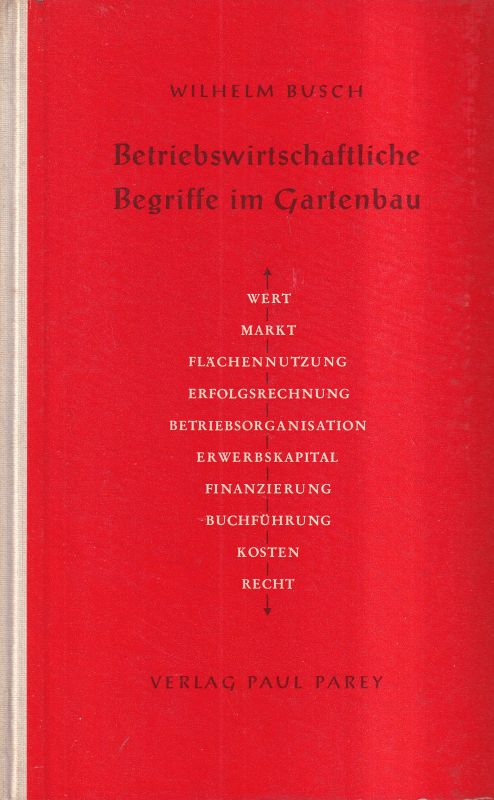 Busch,Wilhelm  Betriebswirtschaftliche Begriffe im Garten(Wert,Markt,Flächennutzung,E 