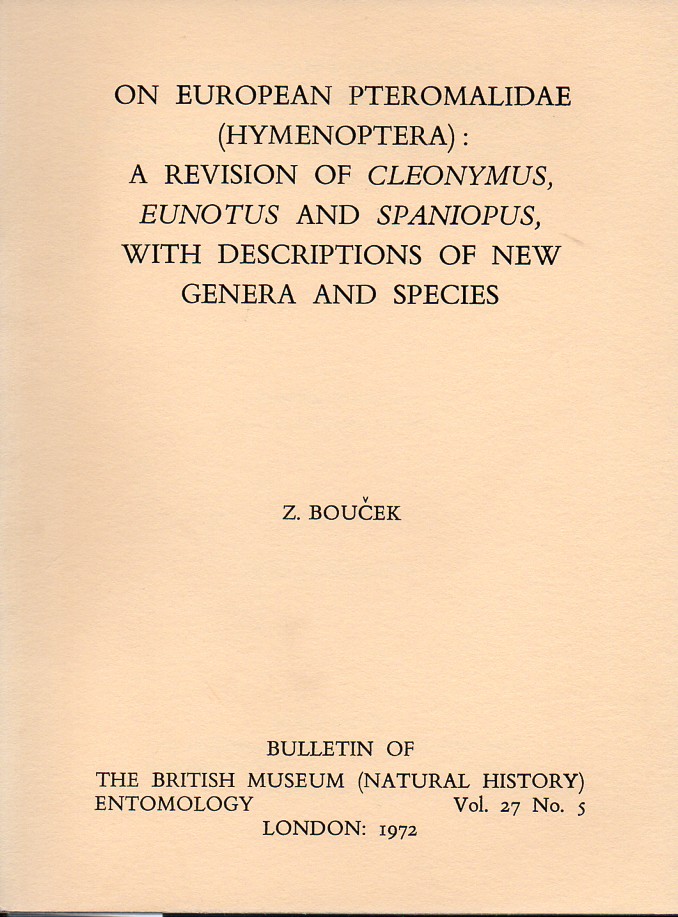 Boucek,Z  On European Pteromalidae (Hymenoptera): A revision of Cleonymus 