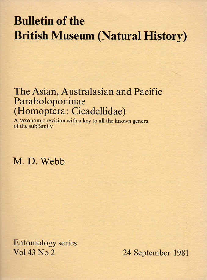 Webb,M.D.  The Asian, Australian and Pacific Paraboloponinae (Homoptera 