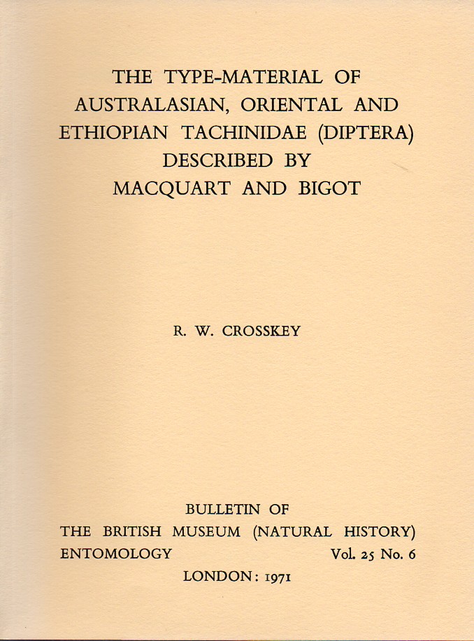 Crosskey,R.W.  The type-material of Australasian, Oriental and Ethiopian Tachinidae 