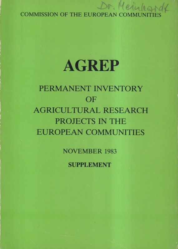 Commission of the European Communities  AGREP(Permanent Inventory of agricultural Research projects in the eur 
