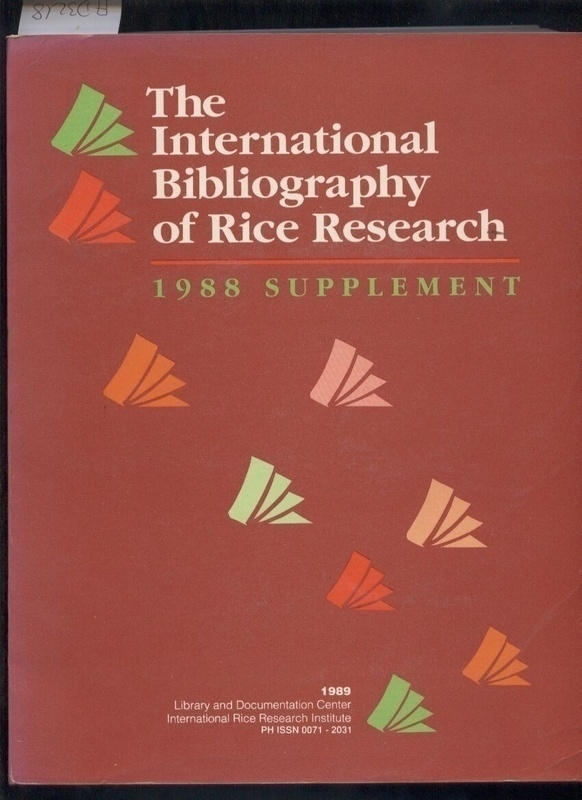 Zamora,Milagros  The International Bibliography of Rice Research 